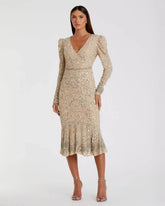 Sequin Dress with Embellished Hemline and Belt