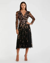 Multicolor Floral Embroidered A-Line Cocktail Dress