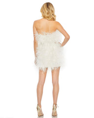 White Feather Strapless Mini Dress - FINAL SALE