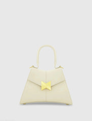 Angular Small Leather Handbag With Gold Hardware