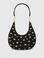 Black Leather Hobo Bag With Gold Hardware