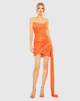 Strapless Ruched Faux Wrap Dress
