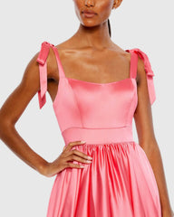 Pink Tie Shoulder Sweetheart Ballgown