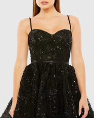 Black Beaded Strap Bustier Sequin Mini Dress