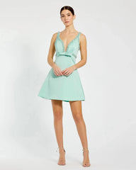 Hand Beaded Detail A-Line Mini Dress