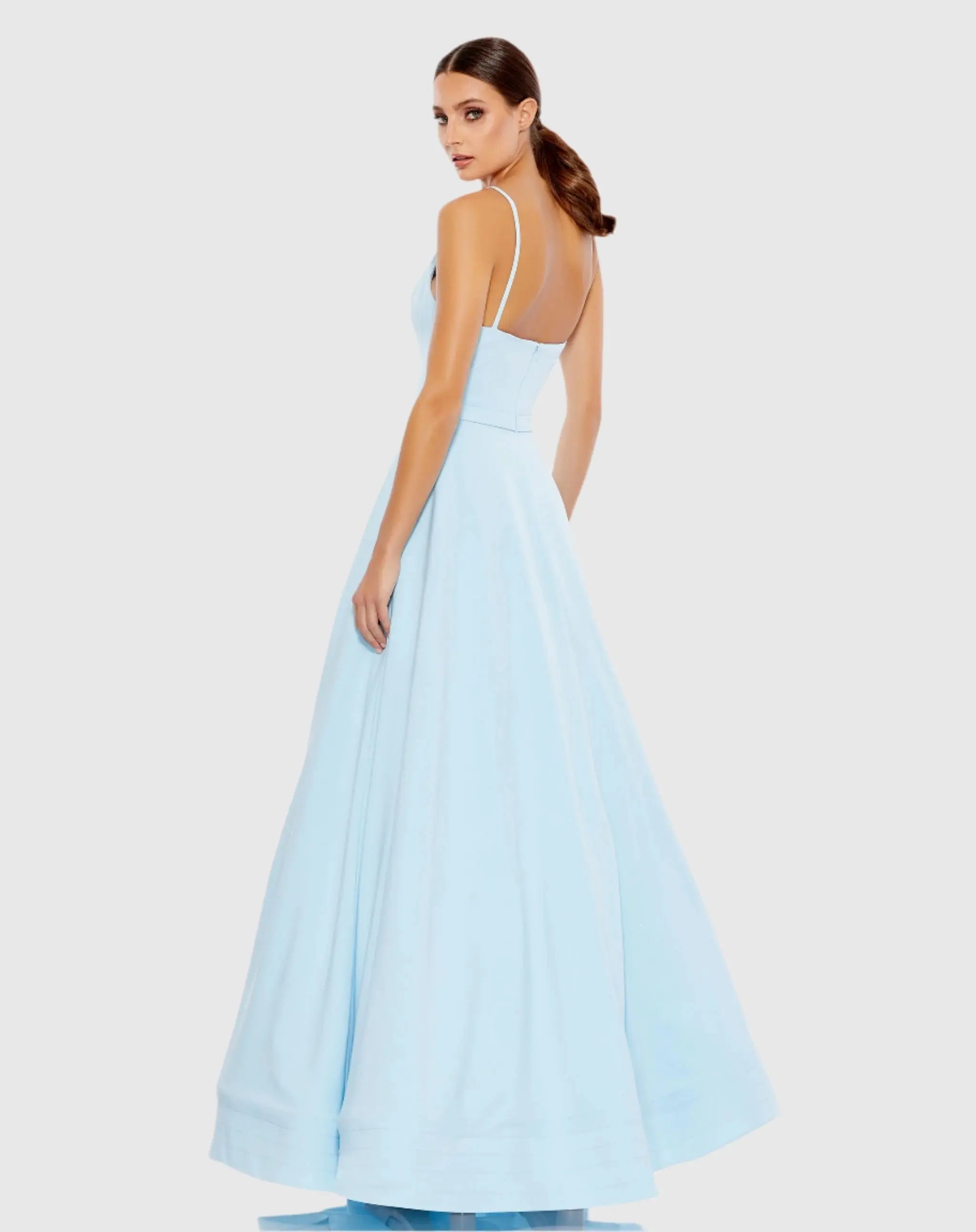 Light Blue Classic A-Line V-Neck Ball Gown