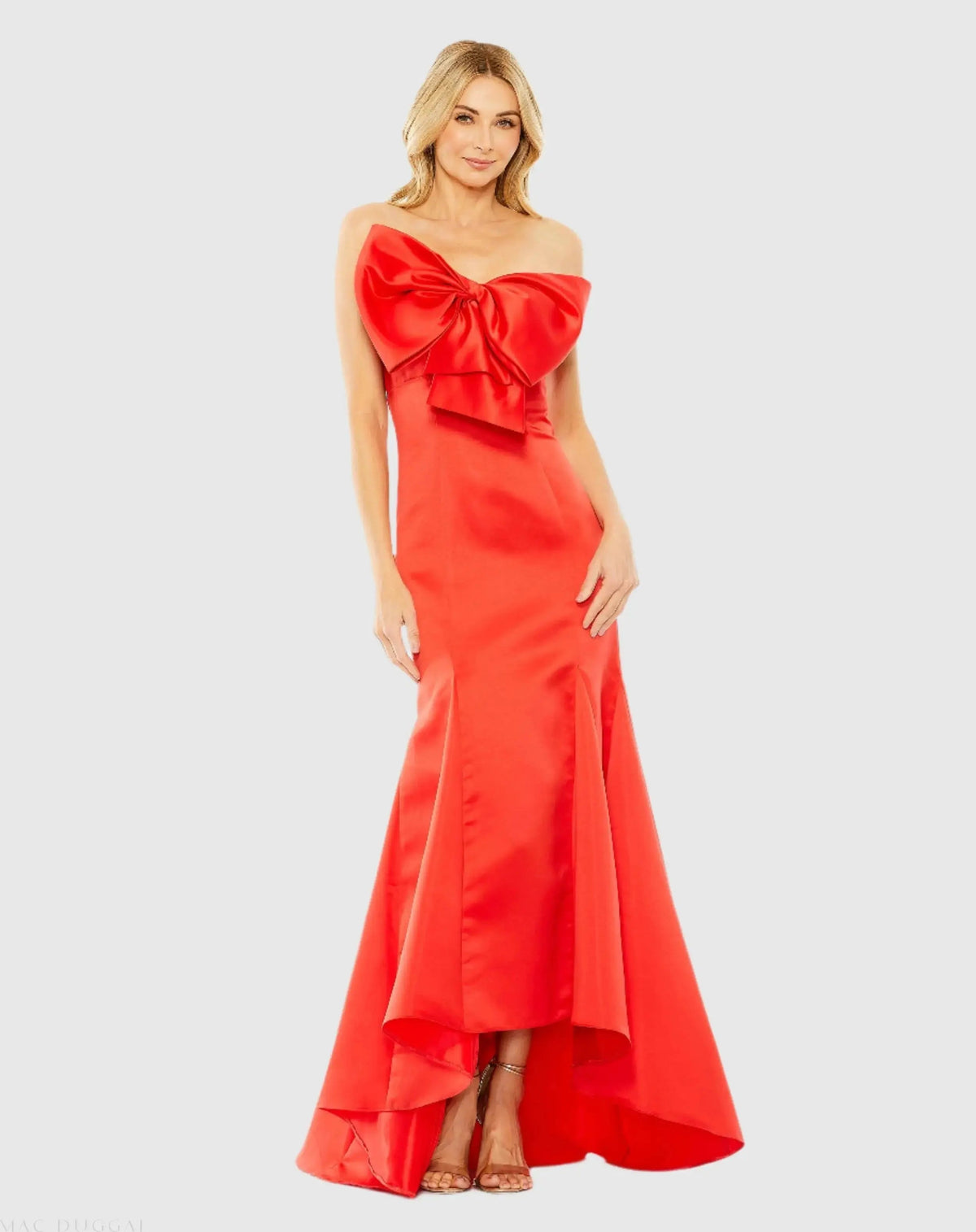 Red Strapless Bow Mermaid Gown - FINAL SALE