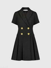 Black Tweed Short Sleeve Blazer Mini Dress