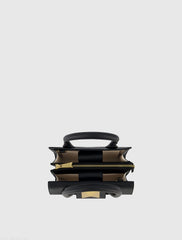 Black Small Leather Tote Bag With Gold Hardware