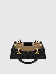 Black Angular Quilted Napa Leather Handbag