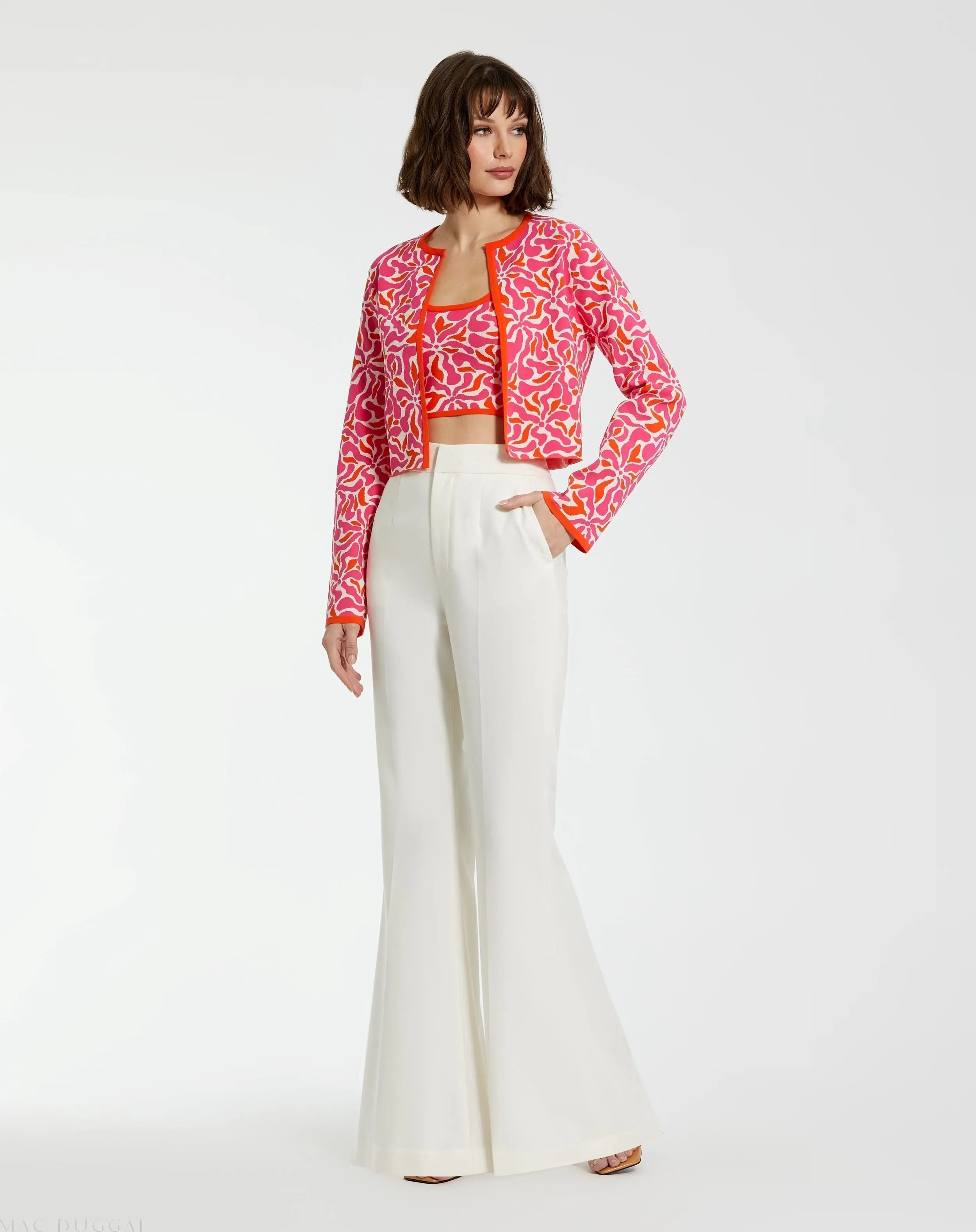 Multicolor Long Sleeve Knit Floral Cardigan