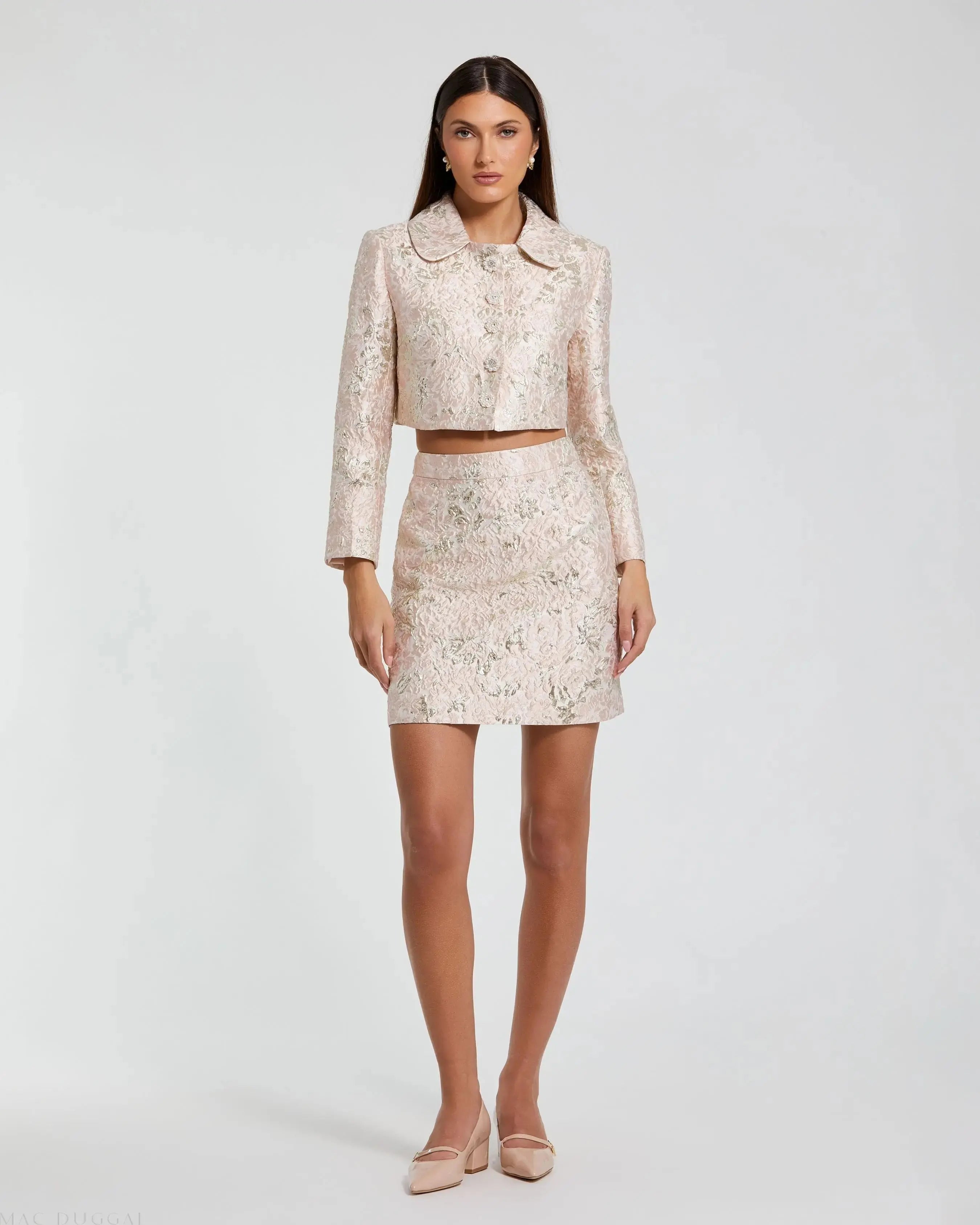 Pink Brocade Mini Skirt