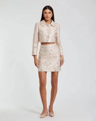 Pink Brocade Mini Skirt