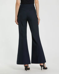 Navy Classic Crepe Flared Trouser Pant