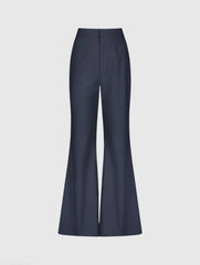 Navy Classic Crepe Flared Trouser Pant