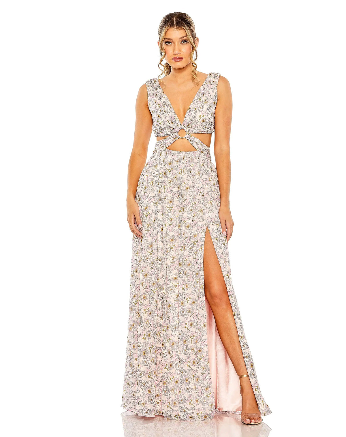 Strapless Cut Out Open Back Floral Print Gown | Sample | Sz. 2